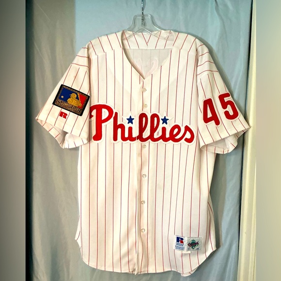 Russell Athletic Other - Vintage Phillies White Pinstripe Baseball Jersey with Red Script Boskie 45